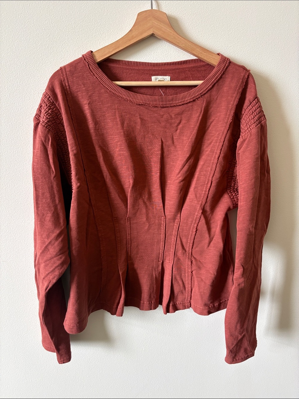 Anthropologie  Rust Red Long Sleeve Top